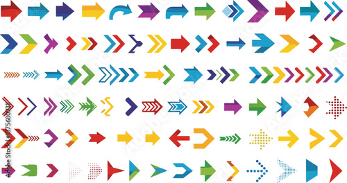 Vibrant collection of colorful arrows for design and navigation purposes