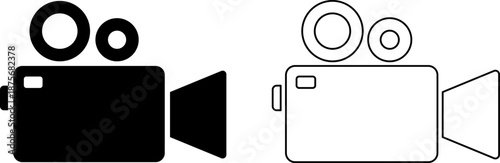 Professional Movie Camera and Video Recording Icons