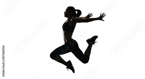 Silhouette of a woman mid jump showcasing dynamic movement and athletic ability