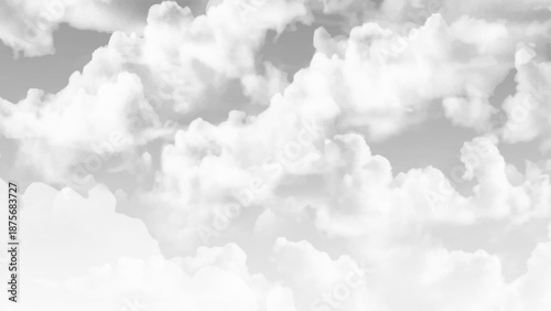 Background with white clouds on gray sky. Vector background