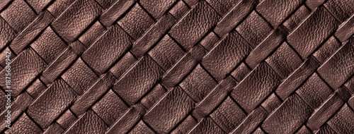 Bilde på lerret Texture dark brown leather background with woven braided pattern, macro