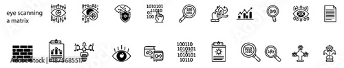 Cyber Security Eye Scanning and Big Data Analytics Icons