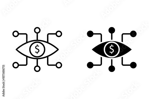 Dollar eye icon. Vision icon set multiple style collections. Outlined eye icon with a dollar sign. Stylized eye with a dollar sign. on transparent background