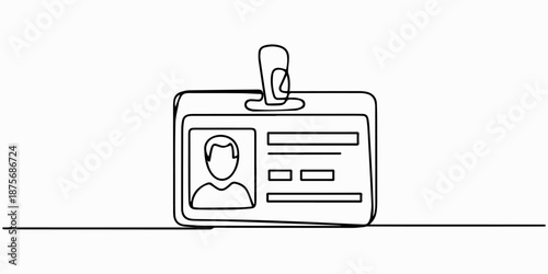 employee identification card continuous one line drawing, continuous line drawing employee identification card illustration vector, Continuous one line drawing employee identification card