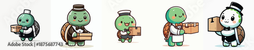 cute turtle vector carrying cardboard