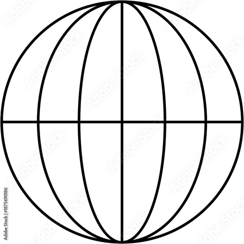 Globe wireframe geometry PNG. Round 3D planet grid ball vector isolated
