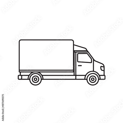 Delivery Truck Outline Simple Black White Illustration for Logistics