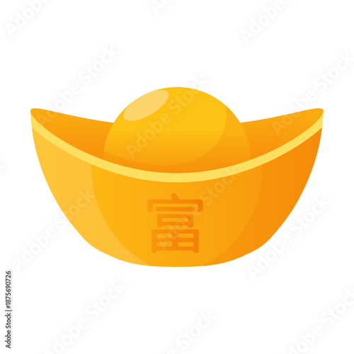 Golden Chinese Ingot symbolizing wealth and prosperity, a traditional emblem of fortune and good luck