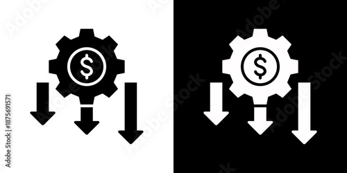 Reduce Cost Icon Set Vector Collection Style Glyph Isolated In Black And White