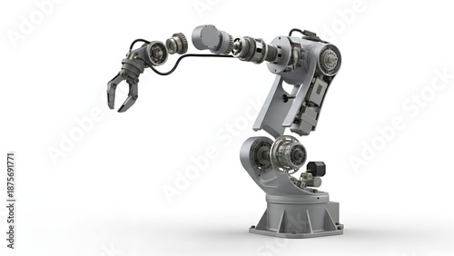 Exploded View of Industrial Robotic Arm Revealing Mechanical Joints and Components – Automation Engineering Illustration