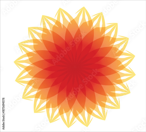 Abstract Orange Mandala Flower with Radial Geometric Petals and Gradient Design