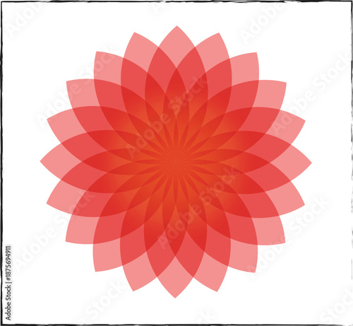 Abstract Orange Mandala Flower with Radial Geometric Petals and Gradient Design