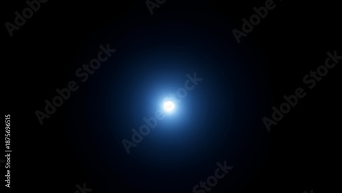 Bright Light in the Darkness: A radiant sphere of brilliant blue light shines intensely against a backdrop of stark blackness, inviting exploration of the unknown.