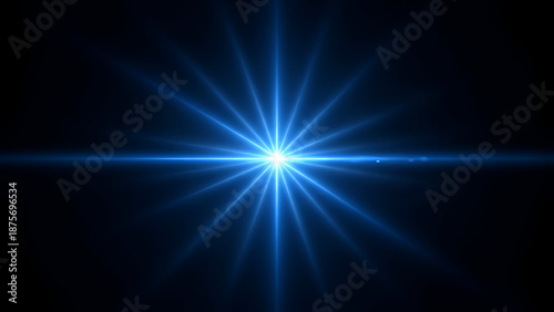 Abstract Burst of Light: A radiant starburst of vibrant blue light explodes against a dark background, evoking a sense of energy, cosmic beauty, and innovation.