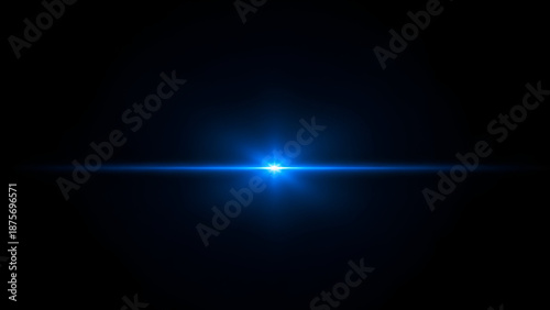 Abstract Blue Light Energy: An ethereal streak of vibrant blue light bursts forth from a central point, illuminating the void, symbolizing energy and innovation.