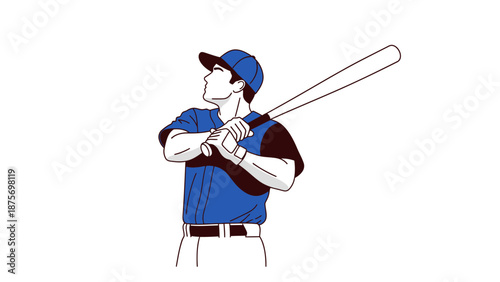 Illustration of a baseball player holding a bat, ready to hit the ball.