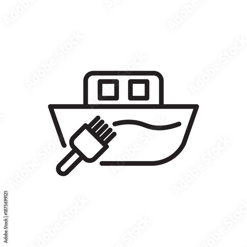 Ship painting icon symbolizing vessel maintenance, surface coating, and marine protection, representing nautical refinishing services, ship repair, protective maritime layers, and seafaring upkeep.