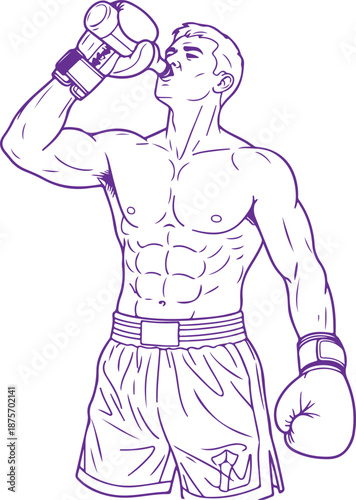 Athlete drinking after workout Vector, illustration