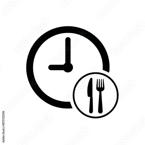 Clock and Cutlery Icon for Time Management Concept