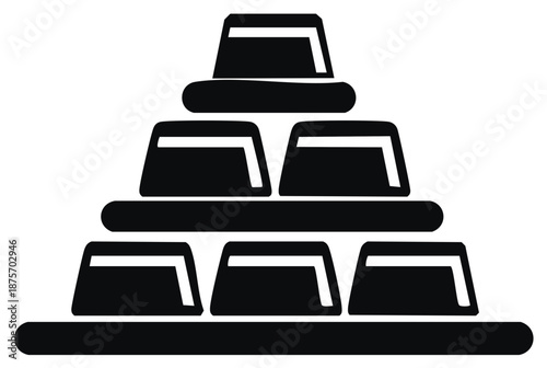 Stylized depiction of gold bars arranged in a pyramid shape, financial symbol