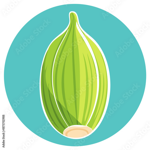 Stylized green unhusked rice grain vector illustration icon for agriculture and food design