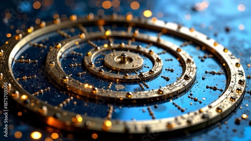 Wallpaper Mural Blue Gold Compass Precision Gear Assembly Torontodigital.ca