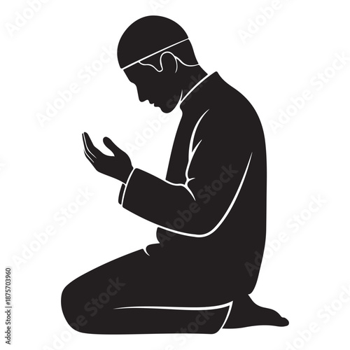 Muslim Man Kneeling In Salah Prayer Showing Deep Spiritual Devotion