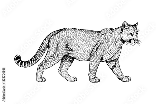 Wallpaper Mural Vintage puma engraving black ink wild cat wildlife  hand drawn illustration Torontodigital.ca