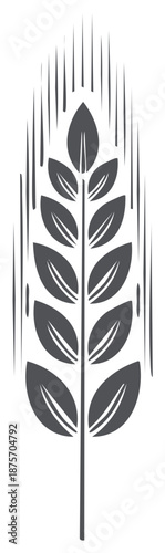 Ear of Wheat Vector Illustration, Grain Plant Icon, Agriculture, Harvest Symbol, Organic Food Graphic