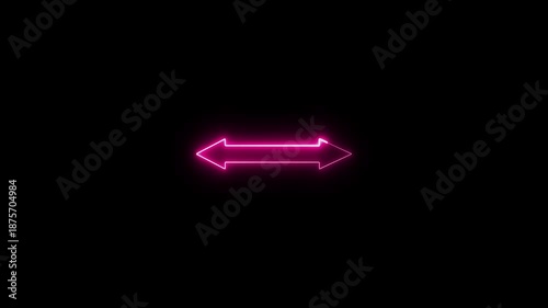 Neon two moving arrows in both directions. Arrows pointing in both directions. Arrows in both directions icon.
