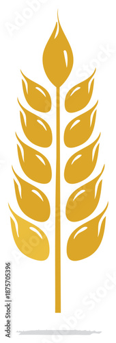 Stylized golden wheat stalk icon symbol for agriculture and harvest