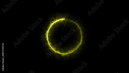 Abstract glowing neon lines circular lens animation neon light on black background. glowing neon light circle loading icon.