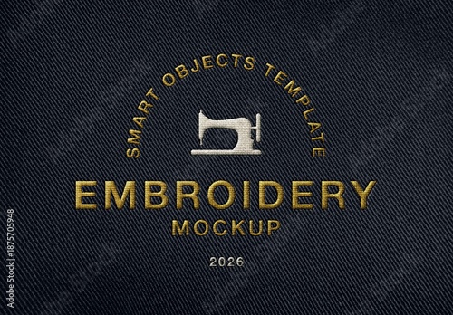 Stitching Embroidery Jeans Logo Mockup