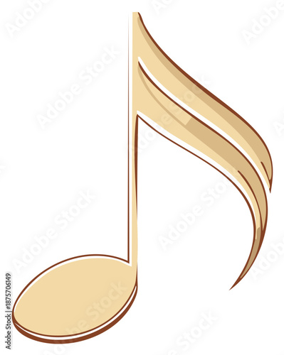 Cartoon Illustration of a Musical Note in Beige and Brown Color
