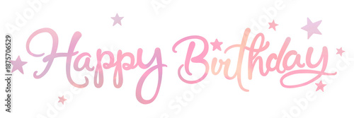 Slika na platnu PNG happy birthday sticker, pastel pink calligraphy text in transparent backgrou