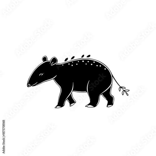 Tapir. Tapir simple black and white line art vector logo