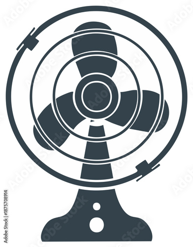 Vintage Desk Fan Isolated Minimalist Graphic Element