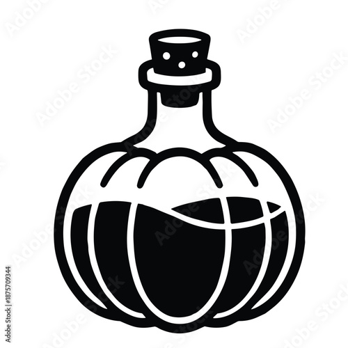 Potion Bottle Icon, Magical Elixir Line Art Vector Illustration