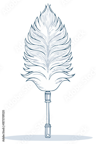 Hand drawn sketch of a classic feather duster a vintage cleaning tool for household chores and maintenance
