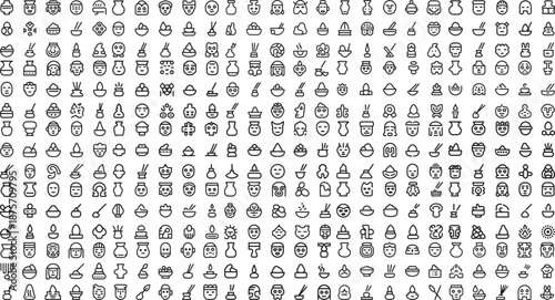 Collection of various line icons related to science and laboratory  many small black symbols