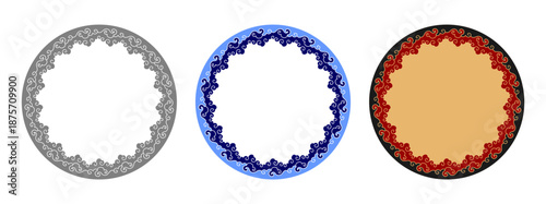 Chinese Cloud Decorative Ornament Circle Round Frame Border Vector Background Illustration