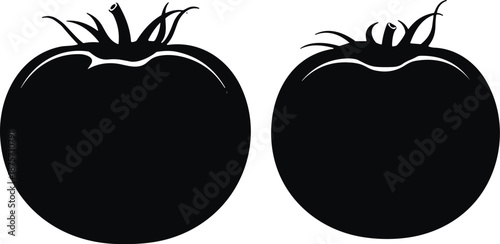 Tomato silhouettes set, fresh vegetable icons collection, organic food ingredient, garden produce, isolated black vector illustration design