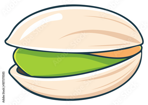 Pistachio nut illustration, fresh green kernel with shell, healthy snack, delicious snack, food graphics
