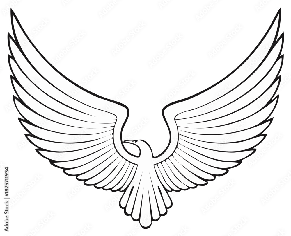 Fototapeta premium Stylized Eagle Emblem with Open Wings Spreading Upwards in a Minimalist Outline Design