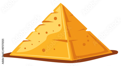 Vibrant golden pyramid illustration ancient architectural geometric desert structure symbol