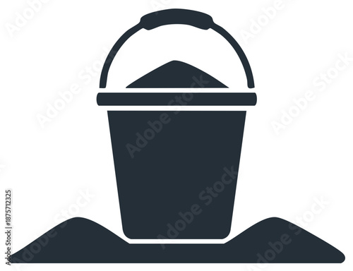 Filled Sand Bucket Icon - Construction Tool, Beach Fun, Children's Play