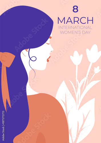 A minimalist poster featuring a female figure. Template for postcards, flyers, packaging, fabric, websites, newsletters, and social media posts.