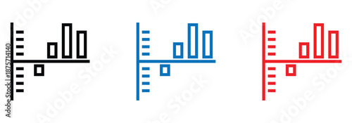 Statistical bar chart icon with positive and negative data values in multiple colors