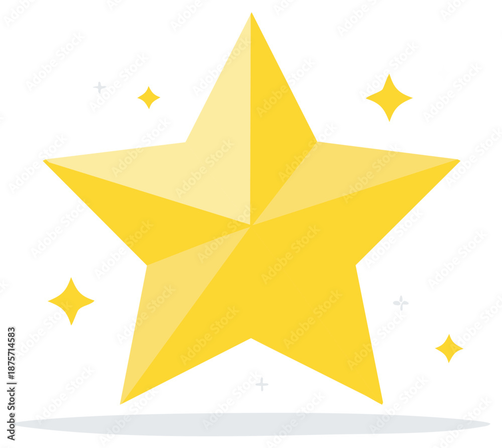 Fototapeta premium Golden Star with Sparkles Icon Vector Illustration Success Achievement Award