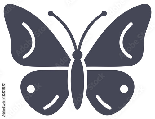 Simple Silhouette of a Butterfly with Stylized Wings and Antennae